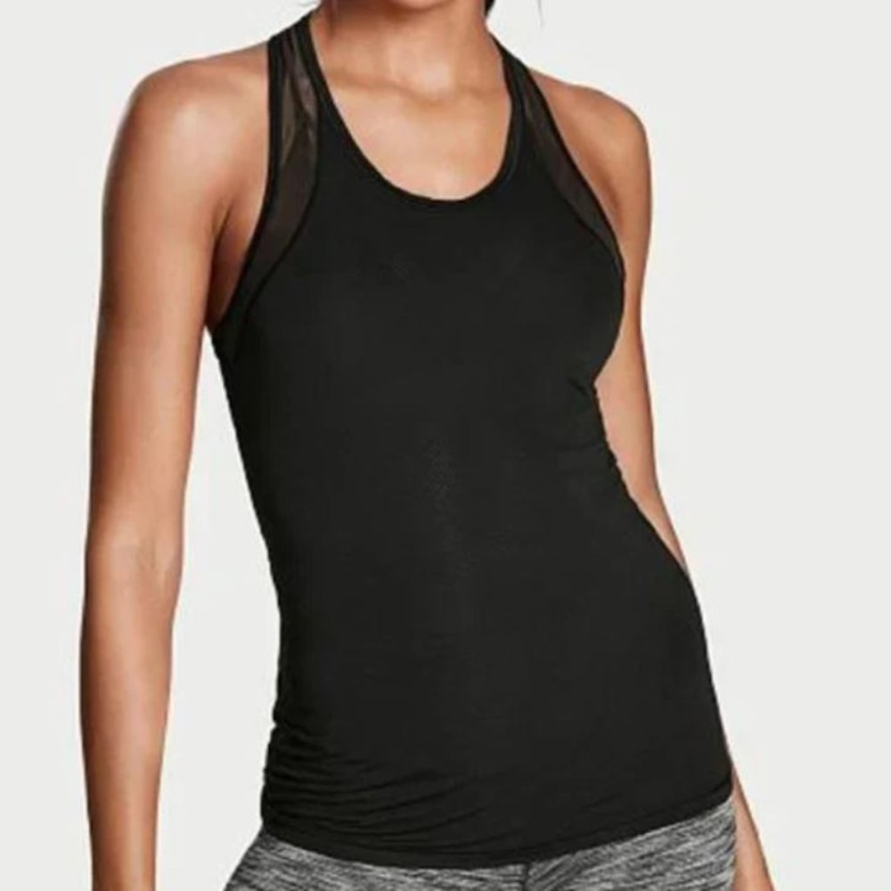 Victoria's Secret Victoria Sport Black Mesh Racerback Tank Top
